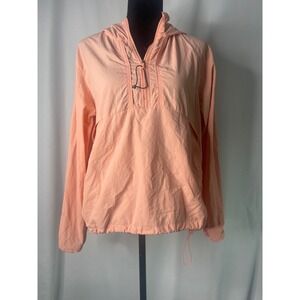 Avalanche Outdoor Supply Womens Peach Coral Nylon Half Zip Hooded Windbreaker L